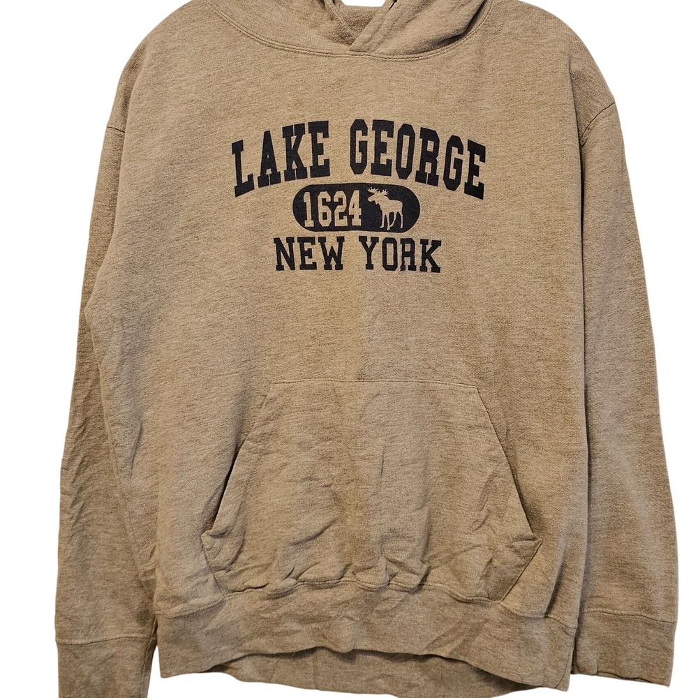 Dodger Mens Lake George New York Graphic Hoodie Gray Large RN0102585